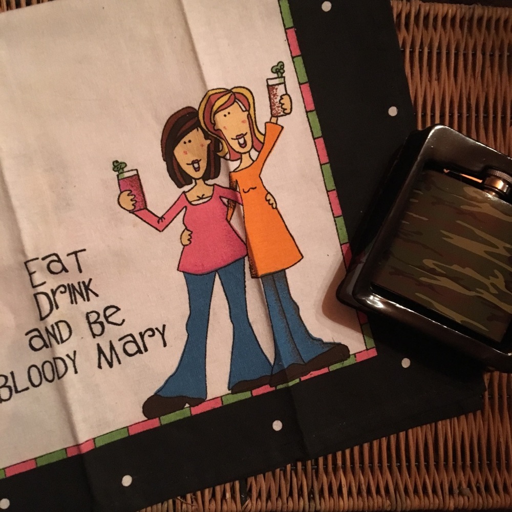A cute tea towel/ flask bundle